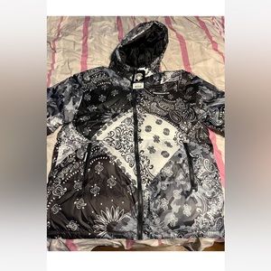 Crooks and castles black bandana puffer jacket